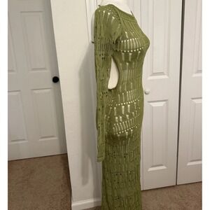 NWT Kollyy Distressed Open Back and Side Dress green Knit Size S-M